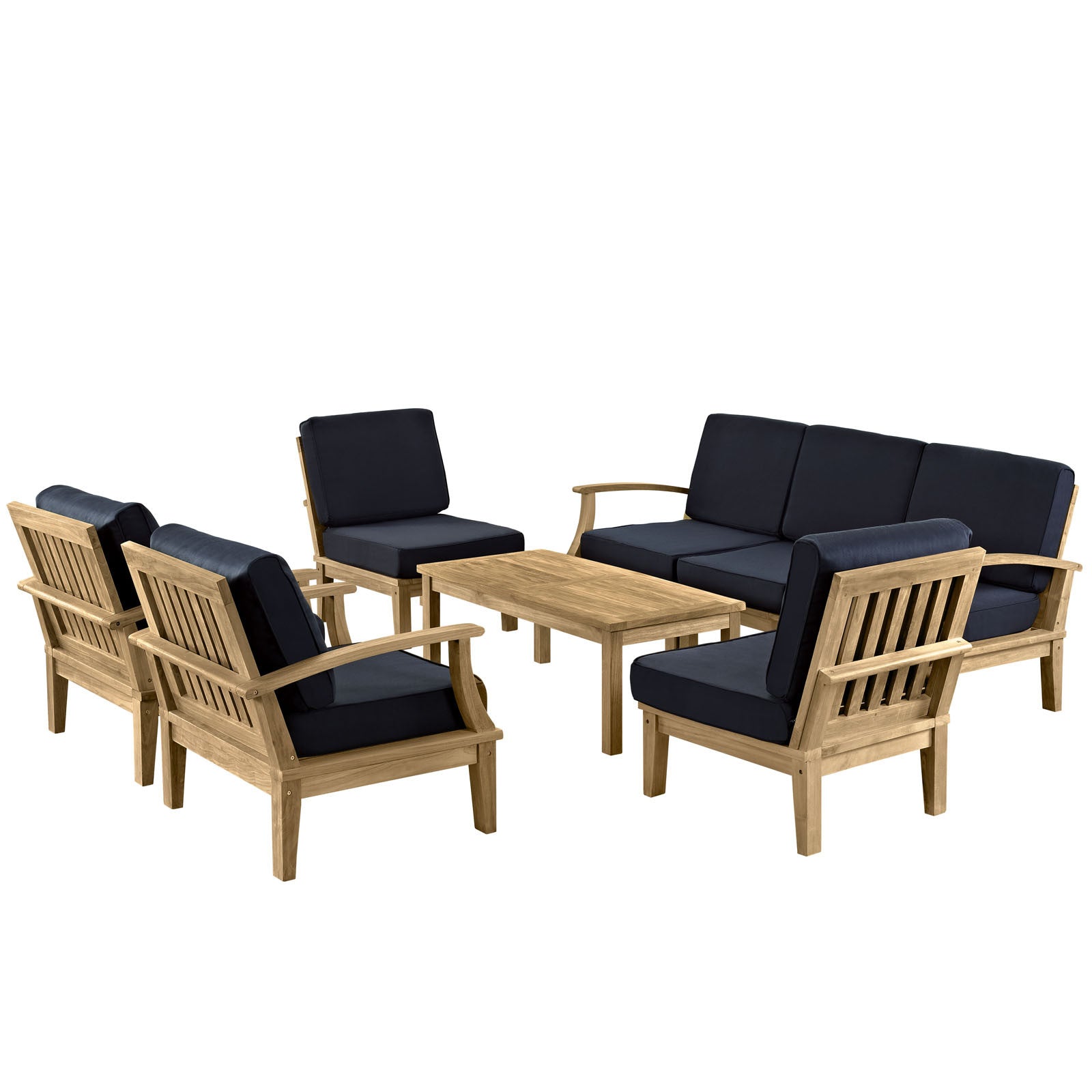 Marine 8 Piece Outdoor Patio Teak Sofa Set with Table - living-essentials