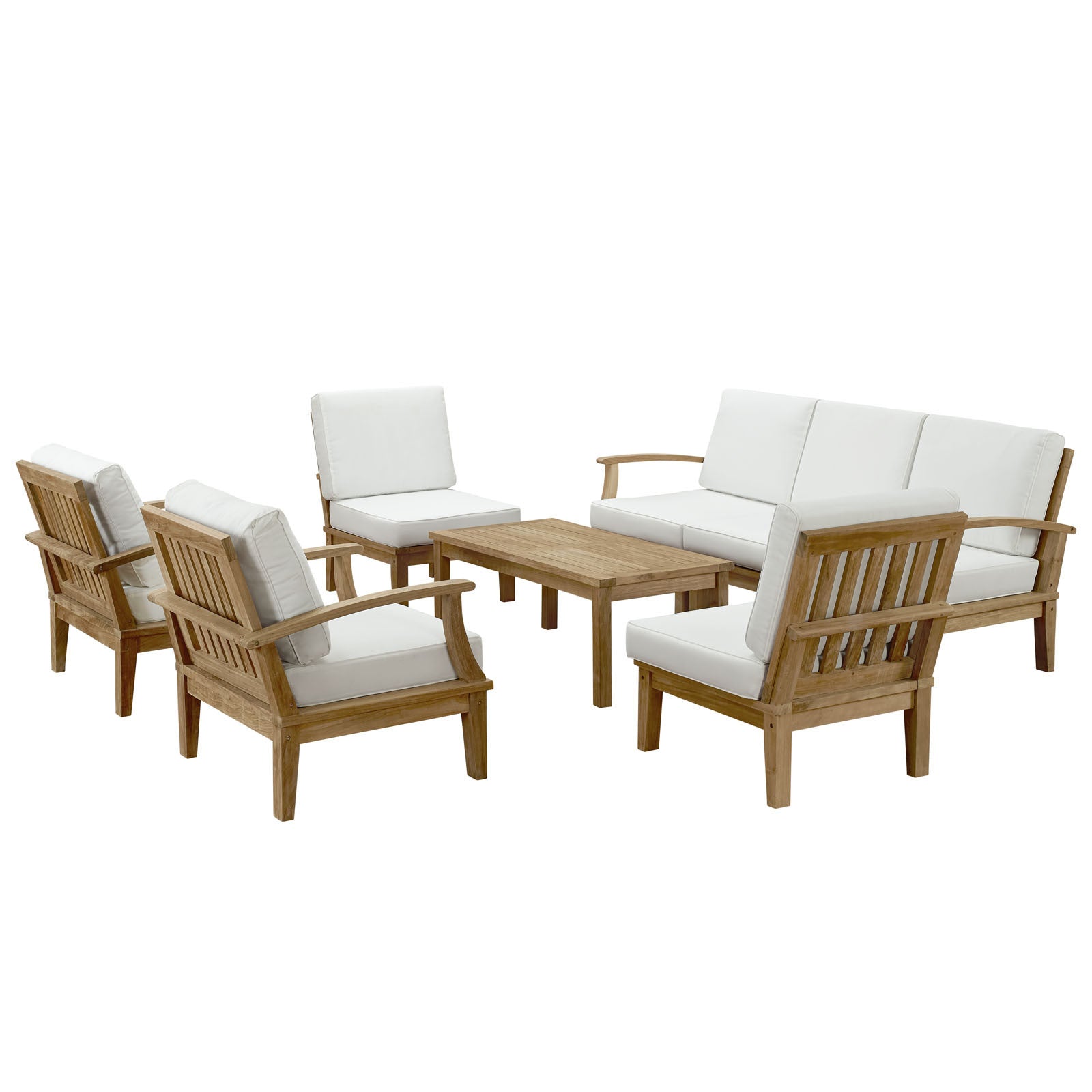 Marine 8 Piece Outdoor Patio Teak Sofa Set with Table - living-essentials