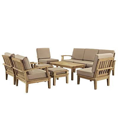 Berth 10 Piece Outdoor Patio Teak Sofa Set - living-essentials