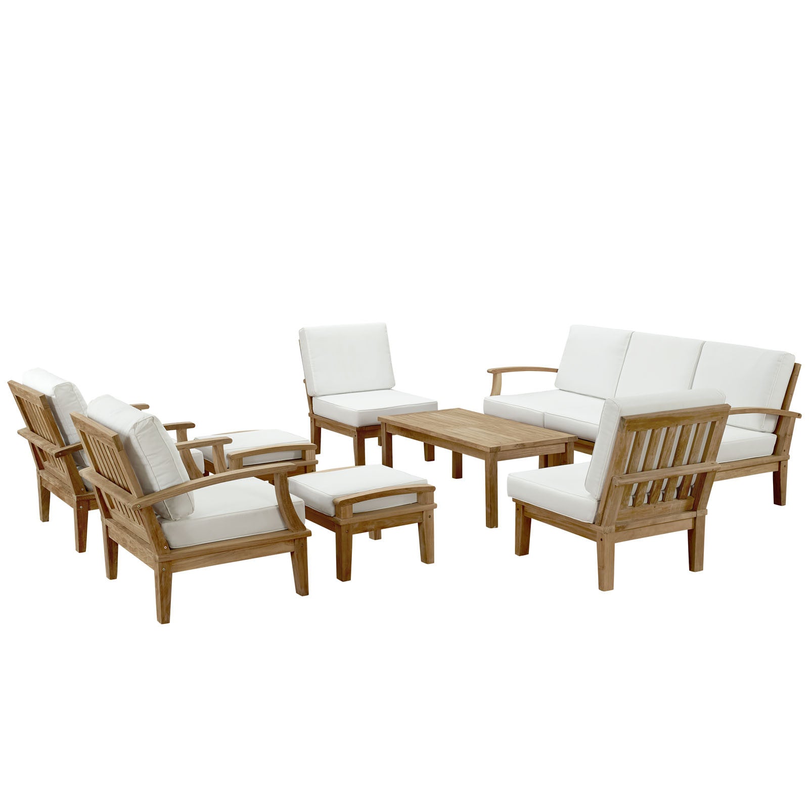 Marine 10 Piece Outdoor Patio Teak Sofa Set - living-essentials