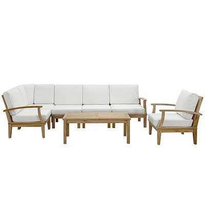 Berth 7 Piece Outdoor Patio Teak Sofa Set No 4 - living-essentials