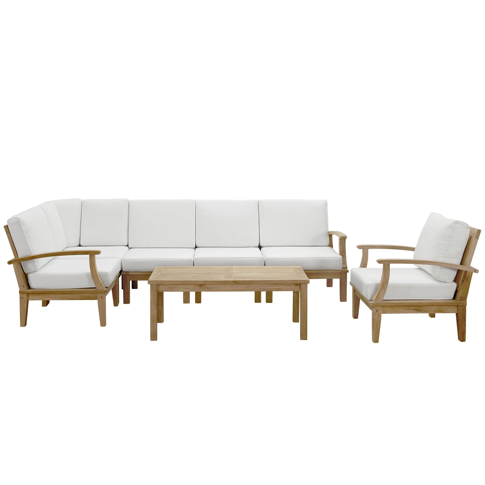 Marine 7 Piece Outdoor Patio Teak Corner Sofa Set - living-essentials