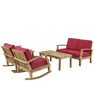 Berth 4 Piece Outdoor Patio Teak Sofa Set No 2 - living-essentials
