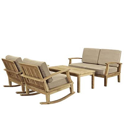 Berth 4 Piece Outdoor Patio Teak Sofa Set No 2 - living-essentials