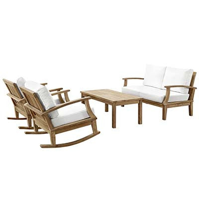 Berth 4 Piece Outdoor Patio Teak Sofa Set No 2 - living-essentials