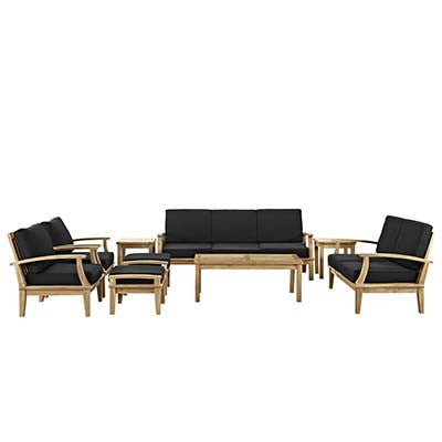 Berth 9 Piece Outdoor Patio Teak Sofa Set - living-essentials