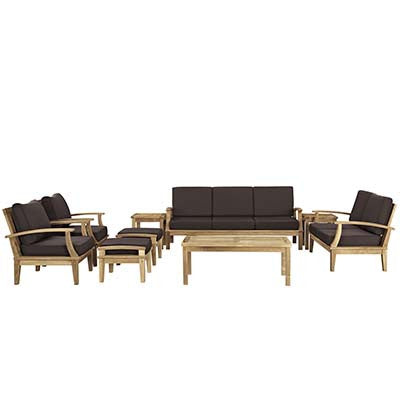Berth 9 Piece Outdoor Patio Teak Sofa Set - living-essentials