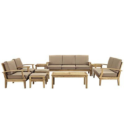 Berth 9 Piece Outdoor Patio Teak Sofa Set - living-essentials