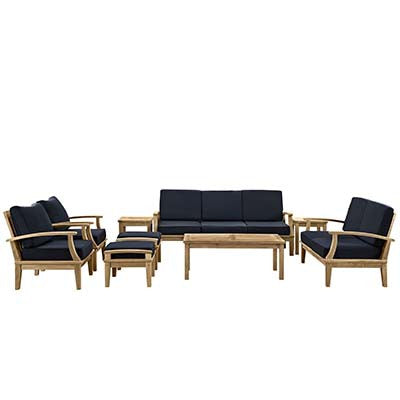 Berth 9 Piece Outdoor Patio Teak Sofa Set - living-essentials