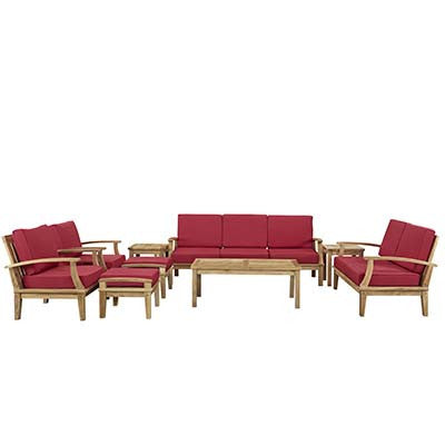 Berth 9 Piece Outdoor Patio Teak Sofa Set - living-essentials