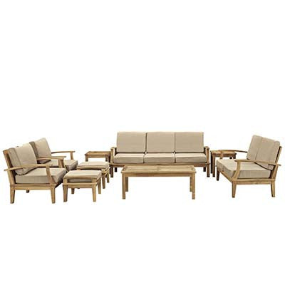 Berth 9 Piece Outdoor Patio Teak Sofa Set - living-essentials