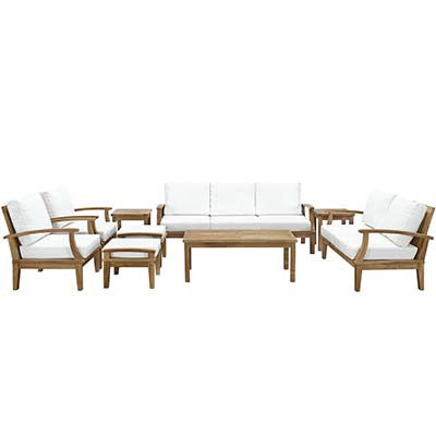 Berth 9 Piece Outdoor Patio Teak Sofa Set - living-essentials