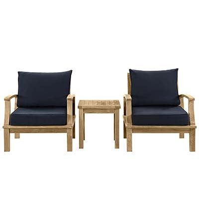 Berth 3 Piece Outdoor Patio Teak Sofa Set No 3 - living-essentials
