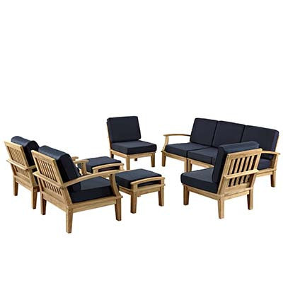 Berth 9 Piece Outdoor Patio Teak Sofa Set No 2 - living-essentials