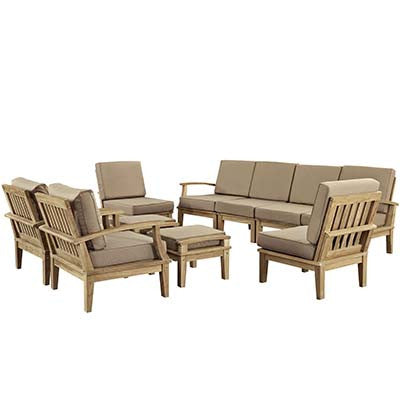 Berth 10 Piece Outdoor Patio Teak Sofa Set No 2 - living-essentials