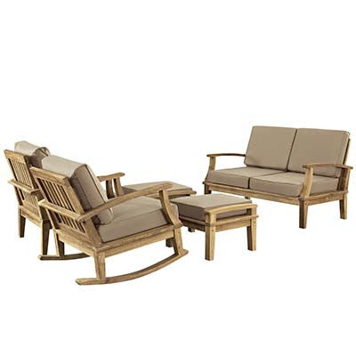 Berth 5 Piece Outdoor Patio Teak Sofa Set - living-essentials