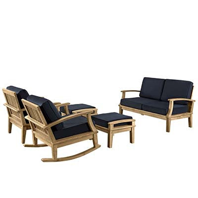 Berth 5 Piece Outdoor Patio Teak Sofa Set - living-essentials