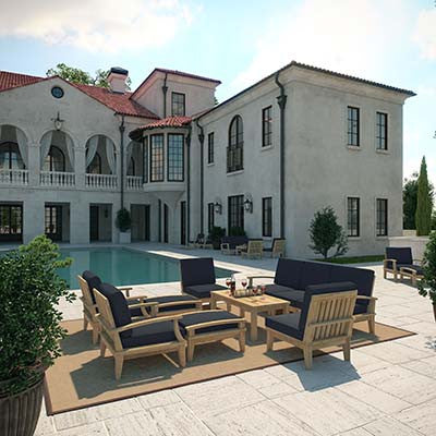 Berth 8 Piece Outdoor Patio Teak Sofa Set No 4 - living-essentials