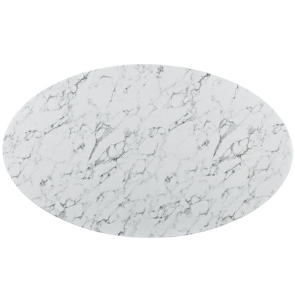 Tulip Style 78" Oval Marble Dining Table - living-essentials