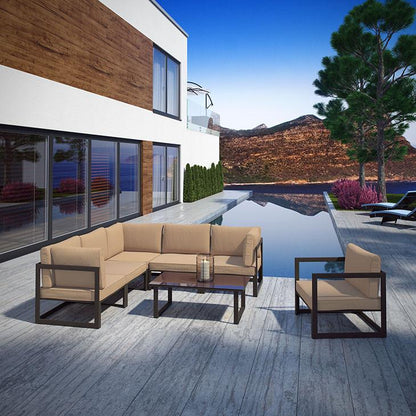 Alfresco 7 Piece Outdoor Patio Sectional Sofa Set - living-essentials