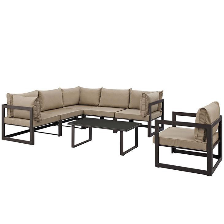 Alfresco 7 Piece Outdoor Patio Sectional Sofa Set - living-essentials