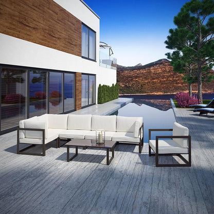 Alfresco 7 Piece Outdoor Patio Sectional Sofa Set - living-essentials