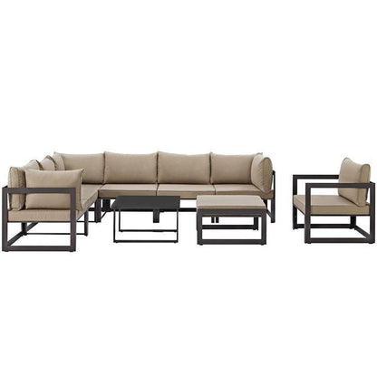 Alfresco 9 Piece Outdoor Patio Sectional Sofa Set - living-essentials