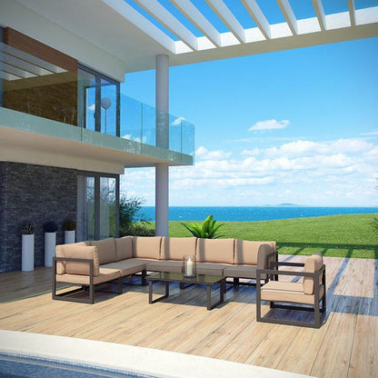 Alfresco 8 Piece Outdoor Patio Sectional Sofa Set - living-essentials