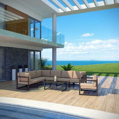 Alfresco 8 Piece Outdoor Patio Sectional Sofa Set - living-essentials