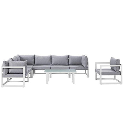 Alfresco 8 Piece Outdoor Patio Sectional Sofa Set - living-essentials