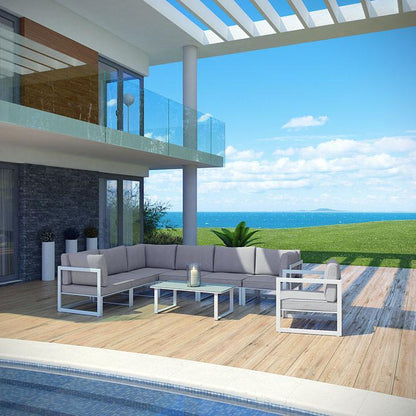 Alfresco 8 Piece Outdoor Patio Sectional Sofa Set - living-essentials