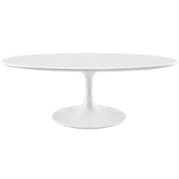 Tulip Style 48" Oval Shaped White Coffee Table - living-essentials