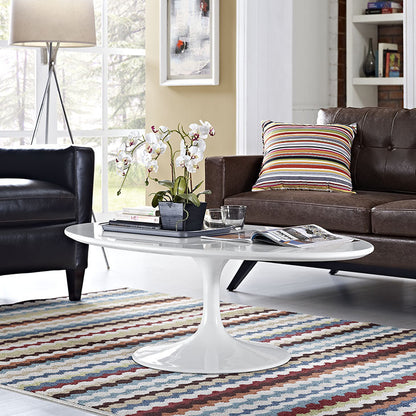 Tulip Style 48" Oval Shaped White Coffee Table - living-essentials