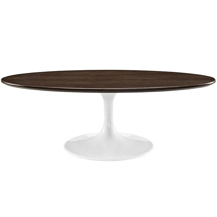 Tulip Style 48" Oval Shaped Walnut Coffee Table - living-essentials
