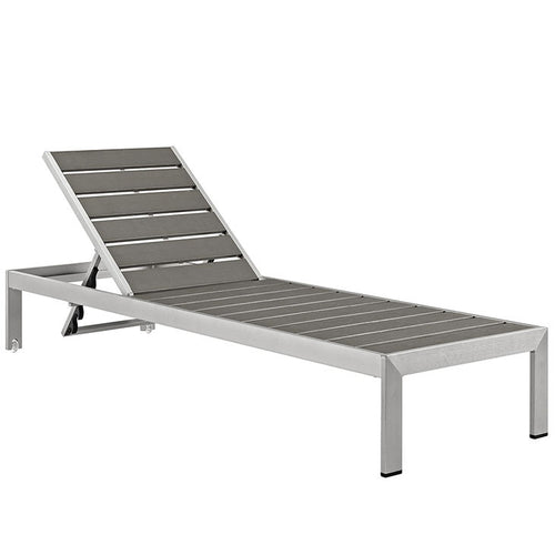 Wharf Silver Gray Outdoor Patio Aluminum Chaise Lounge - living-essentials