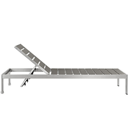 Wharf Silver Gray Outdoor Patio Aluminum Chaise Lounge - living-essentials