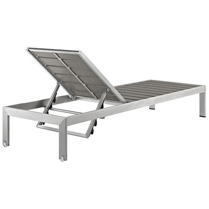 Wharf Silver Gray Outdoor Patio Aluminum Chaise Lounge - living-essentials