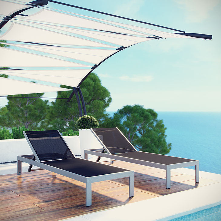 Wharf Outdoor Patio Aluminum Mesh Chaise Lounge - living-essentials