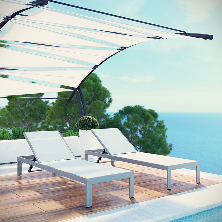 Wharf Outdoor Patio Aluminum Mesh Chaise Lounge - living-essentials