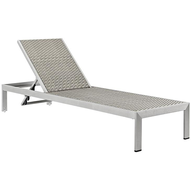 Wharf Silver Gray Outdoor Patio Aluminum Chaise Lounge - living-essentials