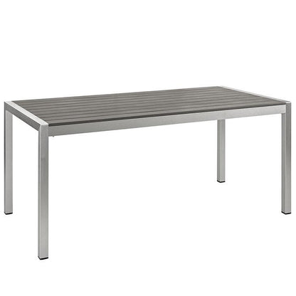 Wharf Silver Gray Outdoor Patio Aluminum Dining Table - living-essentials