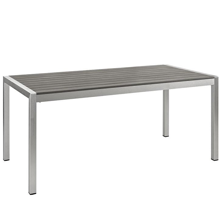 Wharf Silver Gray Outdoor Patio Aluminum Dining Table - living-essentials