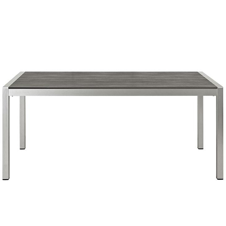 Wharf Silver Gray Outdoor Patio Aluminum Dining Table - living-essentials