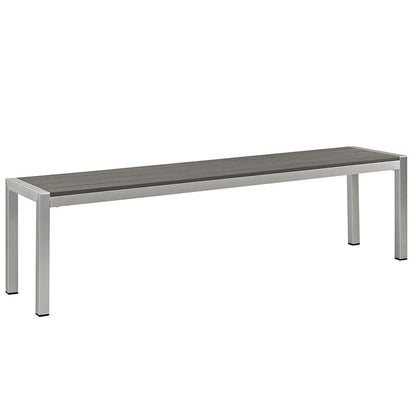 Wharf Silver Gray Outdoor Patio Aluminum Bench - living-essentials