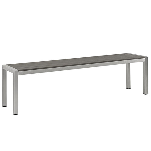 Wharf Silver Gray Outdoor Patio Aluminum Bench - living-essentials