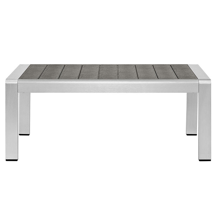 Wharf Silver Gray Outdoor Patio Aluminum Coffee Table - living-essentials