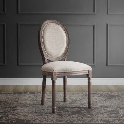 EMANATE VINTAGE FRENCH UPHOLSTERED FABRIC DINING SIDE CHAIR - living-essentials