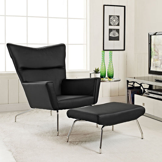 Hans J Wegner Leather Papa Bear Chair - living-essentials