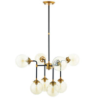Ambition Amber Glass and Antique Brass 8 Light Pendant Chandelier - living-essentials