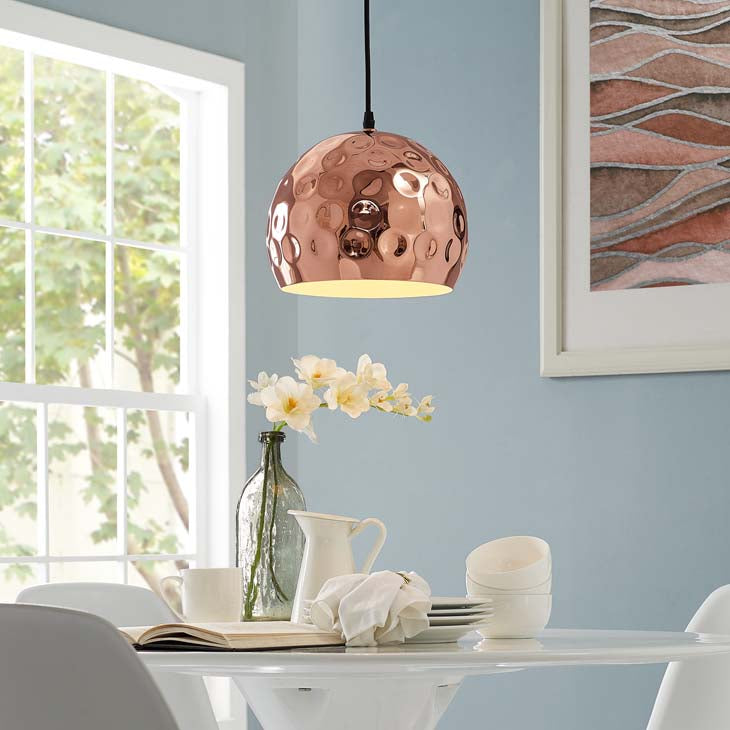 Dimple 10" Half-Sphere Rose Gold Pendant Light - living-essentials